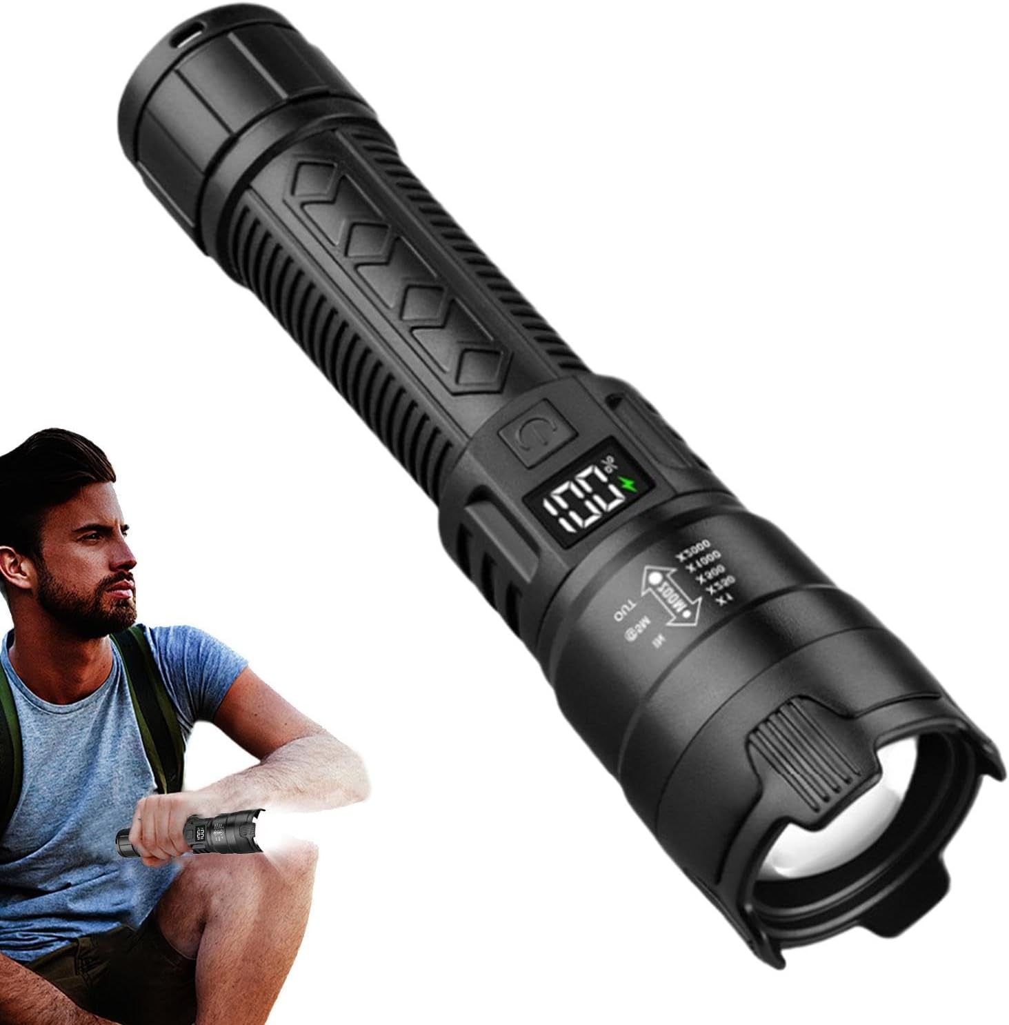 Outdoor Adventure Trips - Lanterna tática led 2000lm, recarregável por
