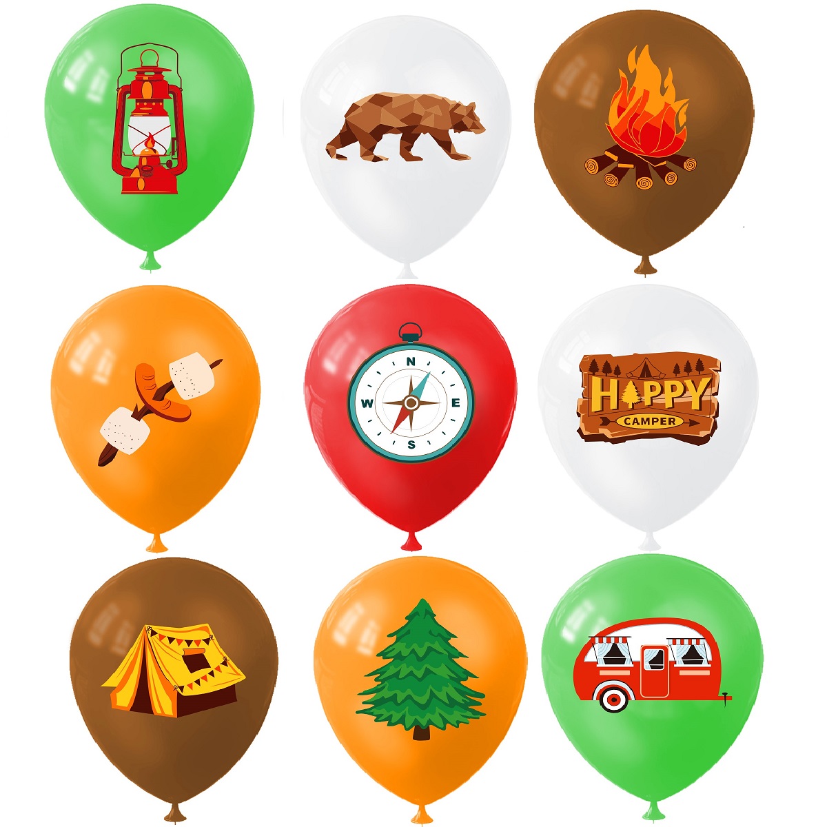 9 pçs balão de acampamento fel - Outdoor Adventure Birthday Party avaliação e preço